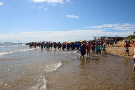 Crowd on the sandy beach