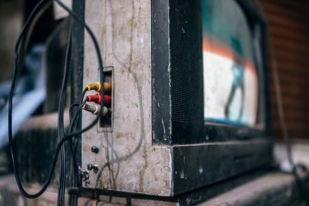 Crt Television With Connected Rca Cables