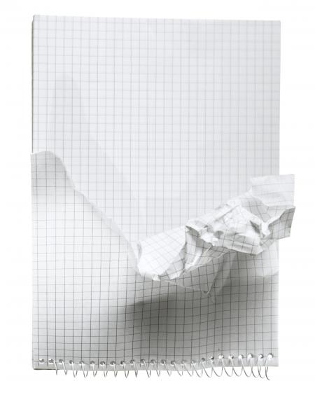 crumpled notebook