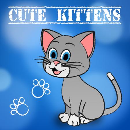 Cute Kittens Represents Domestic Cat And Cats