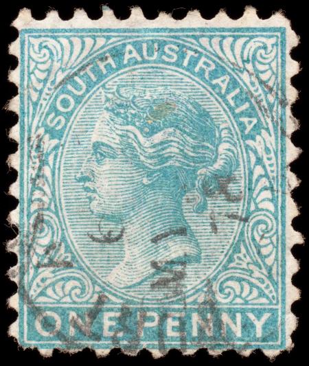 Cyan Queen Victoria Stamp