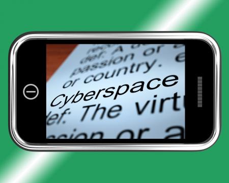 Cyberspace Definition On Mobile Phone Shows Internet Connection