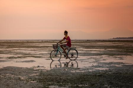 Cyclist after the rain