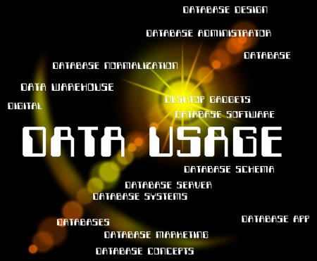 Data Usage Means Consumption Word And Words
