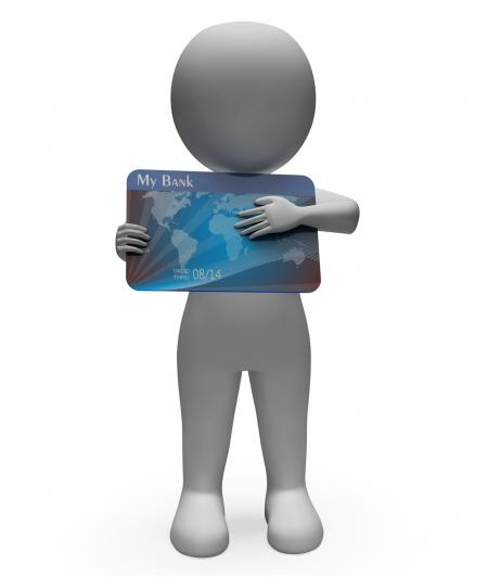 Debit Card Represents Cashless Buyer And Debt 3d Rendering