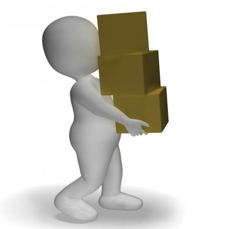 Delivery By 3d Character Showing Packages Postal