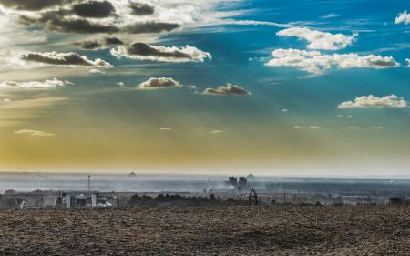 Desert Under Sunny Cloudy Blue Sky