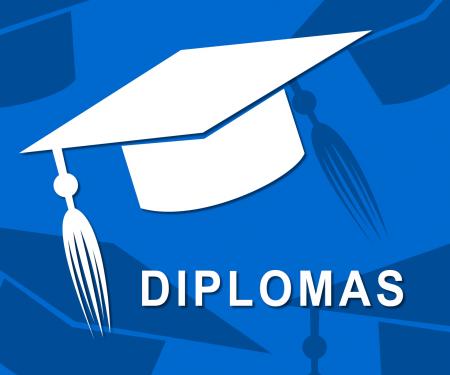 Diplomas Mortarboard Shows Qualifications Degrees And University