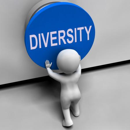 Diversity Button Means Variety Difference Or Multi-Cultural