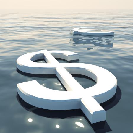 Dollar Floating And Euro Going Away Showing Money Exchange Or Forex