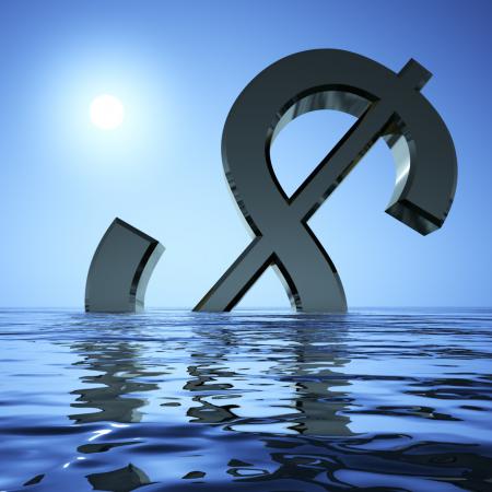 Dollar Sinking In The Sea Showing Depression Recession And Economic Do