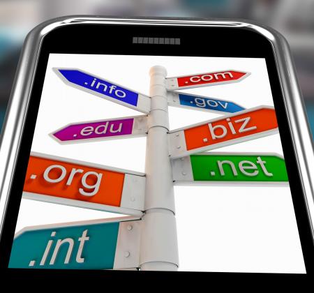 Domains On Smartphone Shows Internet Websites