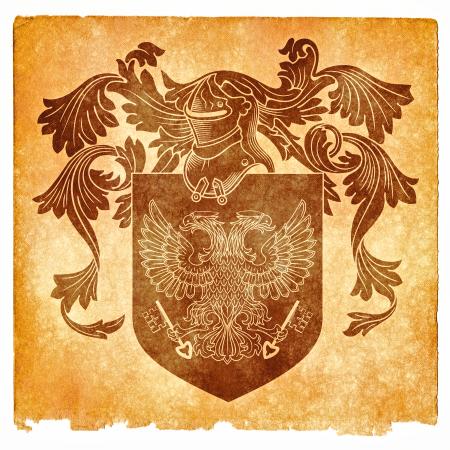 Double-Headed Eagle Grunge Emblem, Sepia