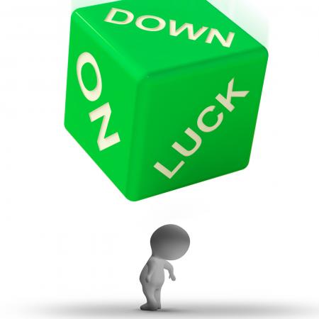 Down On Luck Dice Means Failure And Losing