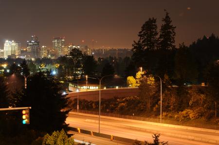 Downtown Bellevue and Interstate 520 at night from Overlake 1