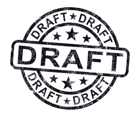 Draft Stamp Shows Outline Document Or Letter