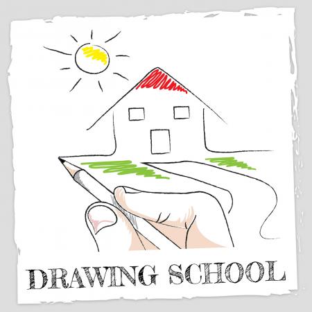 Drawing School Represents Schooling Learning And Creative