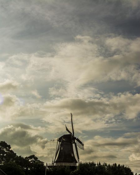 Dutch Corn Mill Against the Sky