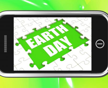 Earth Day Tablet Shows Environmentally Friendly Sustainable And Renewa