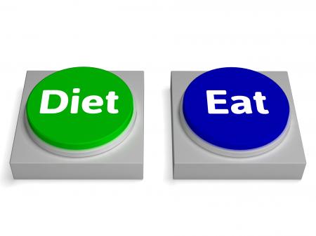 Eat Diet Buttons Shows Eating And Dieting