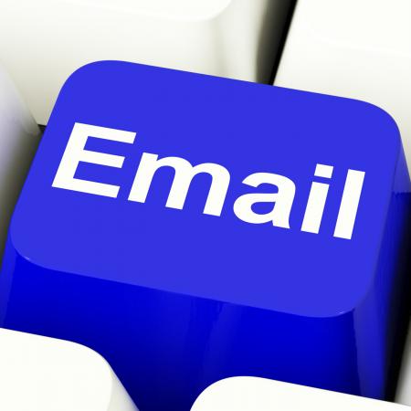 Email Computer Key In Blue For Emailing Or Contacting