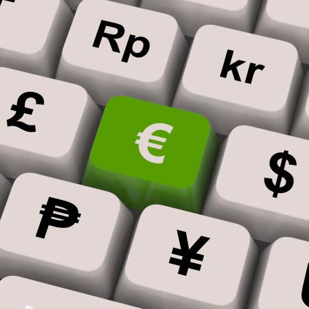 Euro And Currencies Keys Show Money Exchange Or Forex