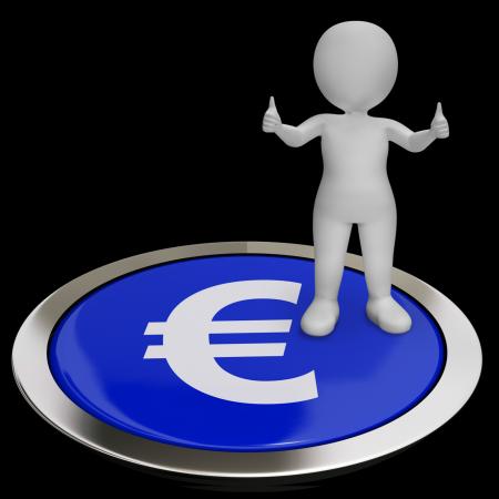 Euro Symbol Button Shows Money And Investments