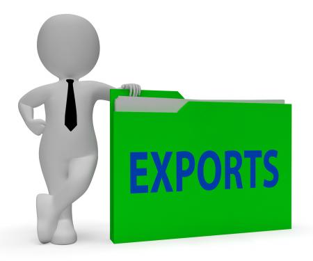 Exports Folder Indicates Sell Abroad 3d Rendering