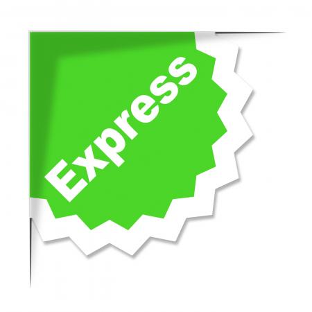 Express Delivery Label Shows High Speed And Courier