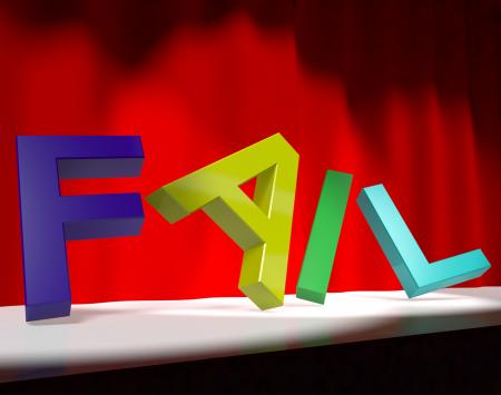 Fail Letters Falling Over As Symbol for Rejection Failure And Malfunct