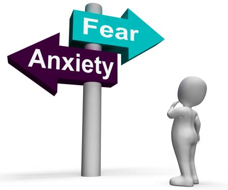 Fear Anxiety Signpost Shows Fears And Panic