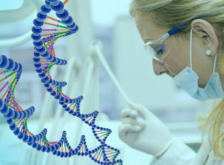 Female Medical Doctor Analyzing DNA strands