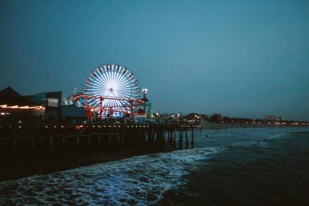 Ferris Wheel Lit during Night Time