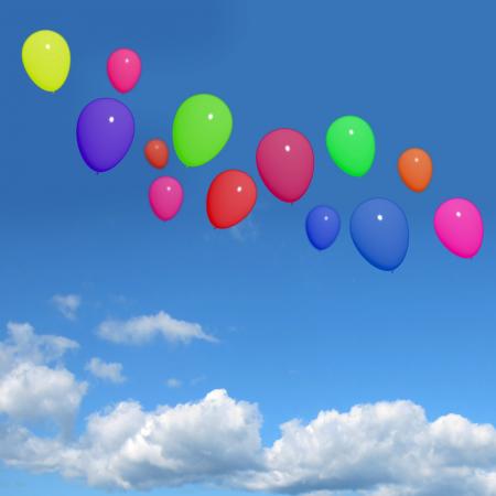 Festive Colorfull Balloons In The Sky For Birthday Or Anniversary Cele