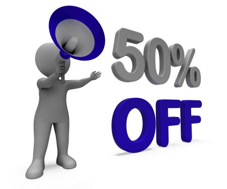 Fifty Percent Off Character Means Discount Price Or Sale 50