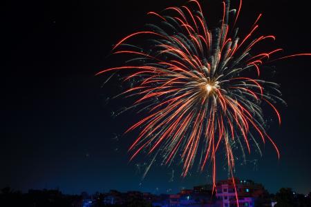 Fireworks Display over Building
