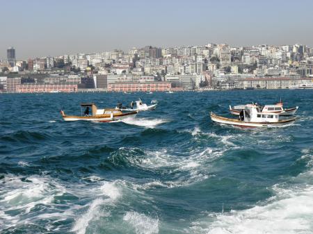 Fishing boats in the Bosporus.