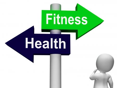 Fitness Health Signpost Shows Healthy Lifestyle