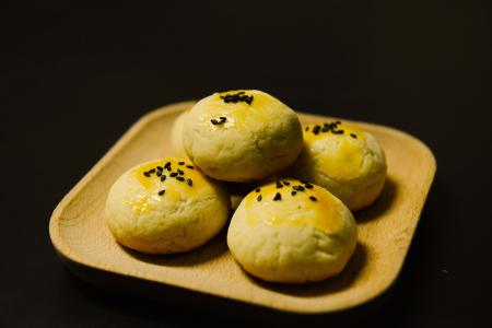 Five White Round Pastries