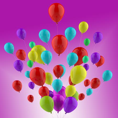 Floating Colourful Balloons Show Cheerful Party Or Celebration