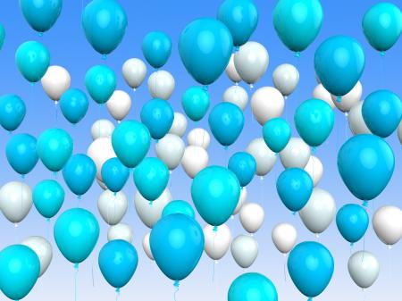 Floating Light Blue And White Balloons Mean Argentinean Flag Or Festiv