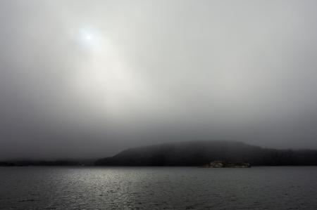 Fog rolling in over Brofjorden
