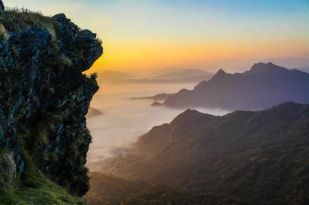 Foggy Mountains at Sunset