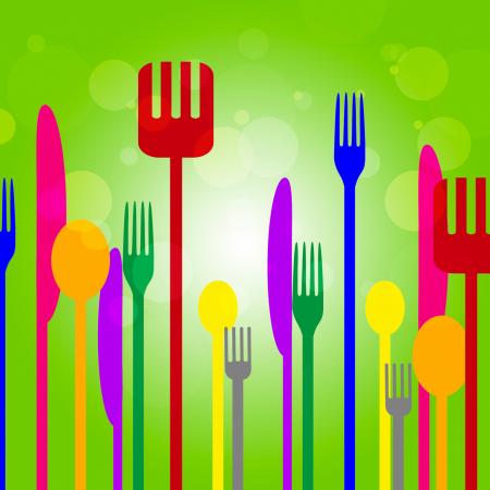 Forks Knives Shows Utensil Food And Green