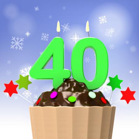 Forty Candle On Cupcake Shows Special Occasion Or Event