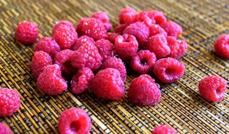 Fresh raspberries on the table