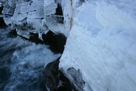 Frozen cliffs by the sea