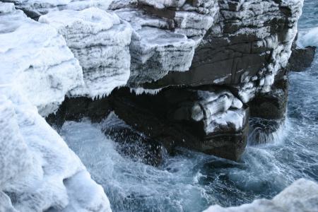 Frozen cliffs by the sea