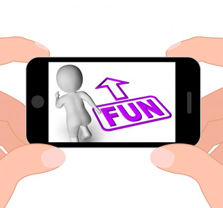 Fun And Running 3D Character Displays Amusement Starting Or Party