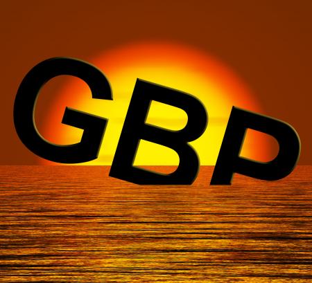 Gbp Word Sinking And Sunset Showing Depression Recession And Economic